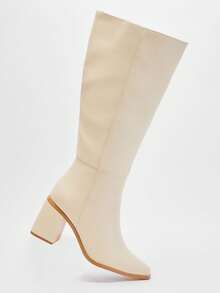 Solezae Giày bốt cao đến đầu gối mũi nhọn gót dày quyến rũ, gợi cảm dành cho nữ - trắng - Xem 5