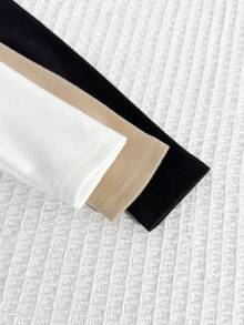 SHEIN 3 件套男婴休闲纯色柔软针织圆领开衫套装，舒适百搭百搭服装，适合秋冬季 - 彩色 - 查看 5