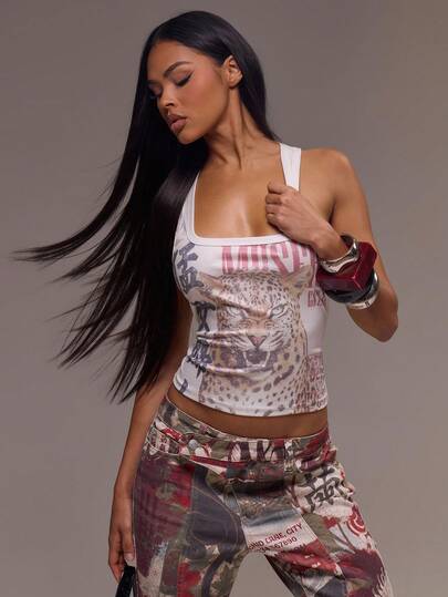 MUSERA Women Tank Tops & Camis Graphic Fitted Vest Top ,  Holidays, Party,  Y2K Valentines Vacation Elegant