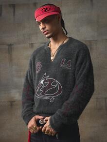 AXEPEAK Men's V-Neck Long Sleeve Knitted Casual Pullover Sweater, Fall Winter - Grey - View 6