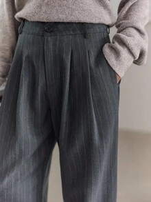 DAZY Women's Striped Business Casual Regular Pants Fall - Grey - View 6