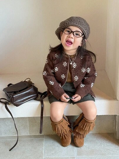 DAZY 女童碎花韩版宽松开衫，秋冬