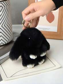 1 件装人造毛绒兔子钥匙扣毛绒动物包饰可爱女孩背包挂件卡哇伊装饰适用于钱包学校用品礼物