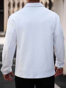 Manfinity Homme 男士秋季单排扣实用口袋纹理休闲夹克 - 白色 - 查看 2