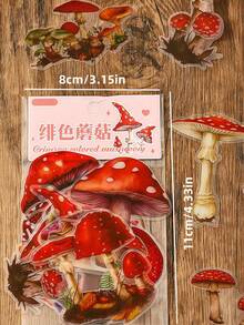 SHEIN 40 件复古 PET 贴纸包秋叶天然蘑菇花朵灌木植物主题适用于日记本剪贴簿 DIY 装饰防水贴纸 - 彩色 - 查看 3