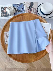 GlowEve CURVE 加大码纯色开叉下摆不对称编织短裙