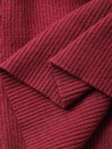 DAZY Elegant Burgundy Autumn Dinner Date Women's Bodycon Sweater Dress,Open Shoulder Backless Spaghetti Strap,Cinched Waist,Perfect For Weddings & Parties - Red - View 11
