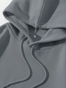 RueChic Męska bluza z kapturem, z nadrukiem w kształcie litery V i ściągaczem, do codziennego użytku, z podszewką termiczną, jesień/zima