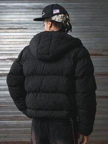 AXEPEAK Abrigo casual de invierno de manga larga y grueso para hombre - Negro - Ver 5