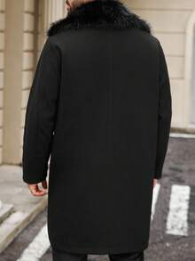Manfinity Homme 男士加大码时尚双排扣大衣，秋冬季 - 黑色 - 查看 2