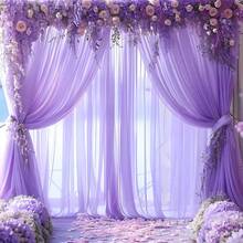 SHEIN 2/4pcs-Tulle Background Curtains, Transparent Background Curtains Suitable For Birthday Parties Wedding Spring Season Parties, Photography Background Decoration,Valentine's Day Decoration, Holiday Party Photography Background Decor,Hanging Curtain Background Decor, Thanksgiving Day, Halloween, Christmas