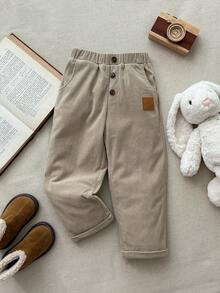 Blossori 男童优雅法式卡其色梭织裤 - 棕色 - 查看 5