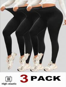SHEIN EZwear Leggings casual skinny à haute élasticité pour grandes tailles