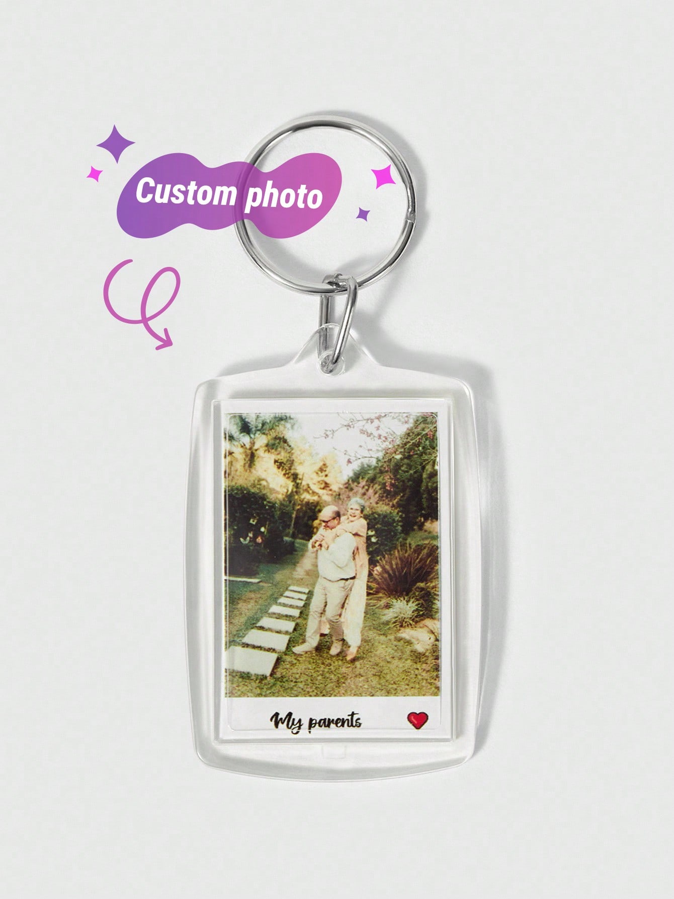 Custom 1pc Photo & Text Keychain, Personalized Acrylic Key Ring, Custom Couple Keychain, Ideal Gift For Him/Her, Boyfriend, Girlfriend, Family, Friends, Teacher, Colleague, Stylish, Cute, Funny, Kawaii, Unique, Unisex. Great For Valentine's Day, Birthday, Anniversary, School, Office, University, Dorm, Classroom, Teenagers, Boys, Girls, Students.