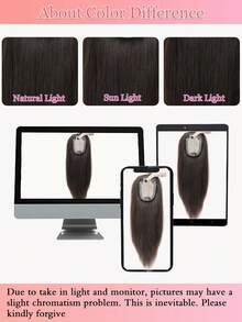 女士假发 真人发 14 英寸假发 3 英寸 x 5 英寸 皮肤头皮假发 适合头发稀疏的女性 升级版优质真人发