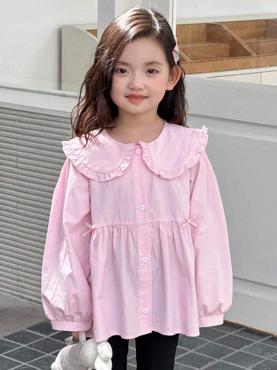 Dazy Kids 女童梭织长袖舒适衬衫