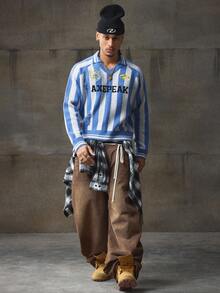 AXEPEAK Men's Striped Raglan Sleeve Loose Knit Sweater, Fall Winter - Multicolor - View 6