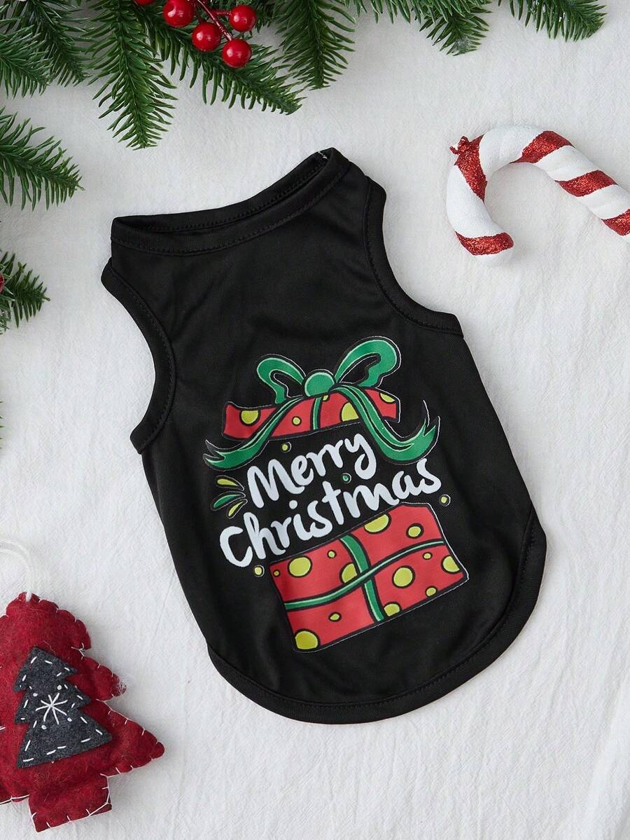 PETSIN 1 Haustier Weihnachtsgeschenk mit Buchstaben-Muster schwarze Weste - Schwarz - Übersicht 1