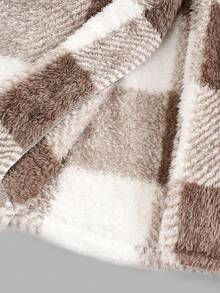 SHEIN Girlism 少女格子仿皮草夹克搭配罗纹针织吊带背心和喇叭裤套装，休闲风格，冬季服装，秋季服装，Y2K 服装