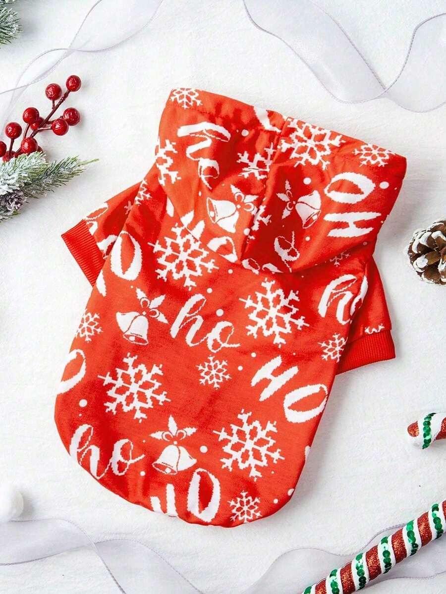 PETSIN 1 buah Kaos Hoodie Natal Motif Kepingan Salju untuk Hewan Peliharaan - MultiWarna - View 1