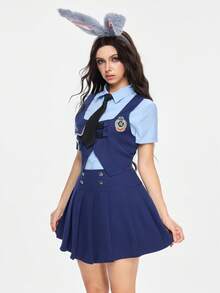 ROMWE Avant 3 件套 Judy Hopps 军官角色扮演服装套装，动漫/漫画展，万圣节女装 - 彩色 - 查看 5