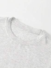 INAWLY 大码花卉灰色长袖圆领 T 恤 - 淺灰色 - 查看 4