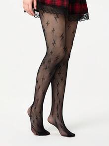 ROMWE Goth Medias de red para mujer - Negro - Ver 1
