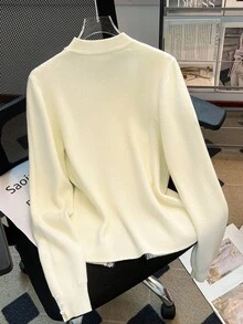 SHEIN Franclia 新款秋冬保暖内衬套头衫，百搭女士打底衫 - 白色 - 查看 2