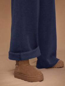 SHEIN Forever 21 Autumn/Winter New Casual Thermal Lined Loose Elastic Waist Wide Leg Sweatpants