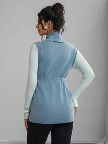 Momance Maternity Casual/Office Solid Color Knit Vest Winter - Blue - View 2