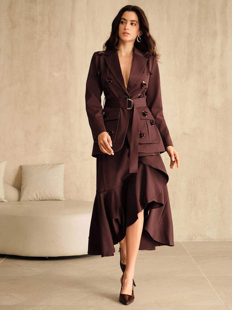 Blazer vintage chic à fleurs et perles pour femmes, convient pour l'automne/l'hiver, Noël, le Nouvel An, les fêtes, élégant, luxueux, formel, chic
