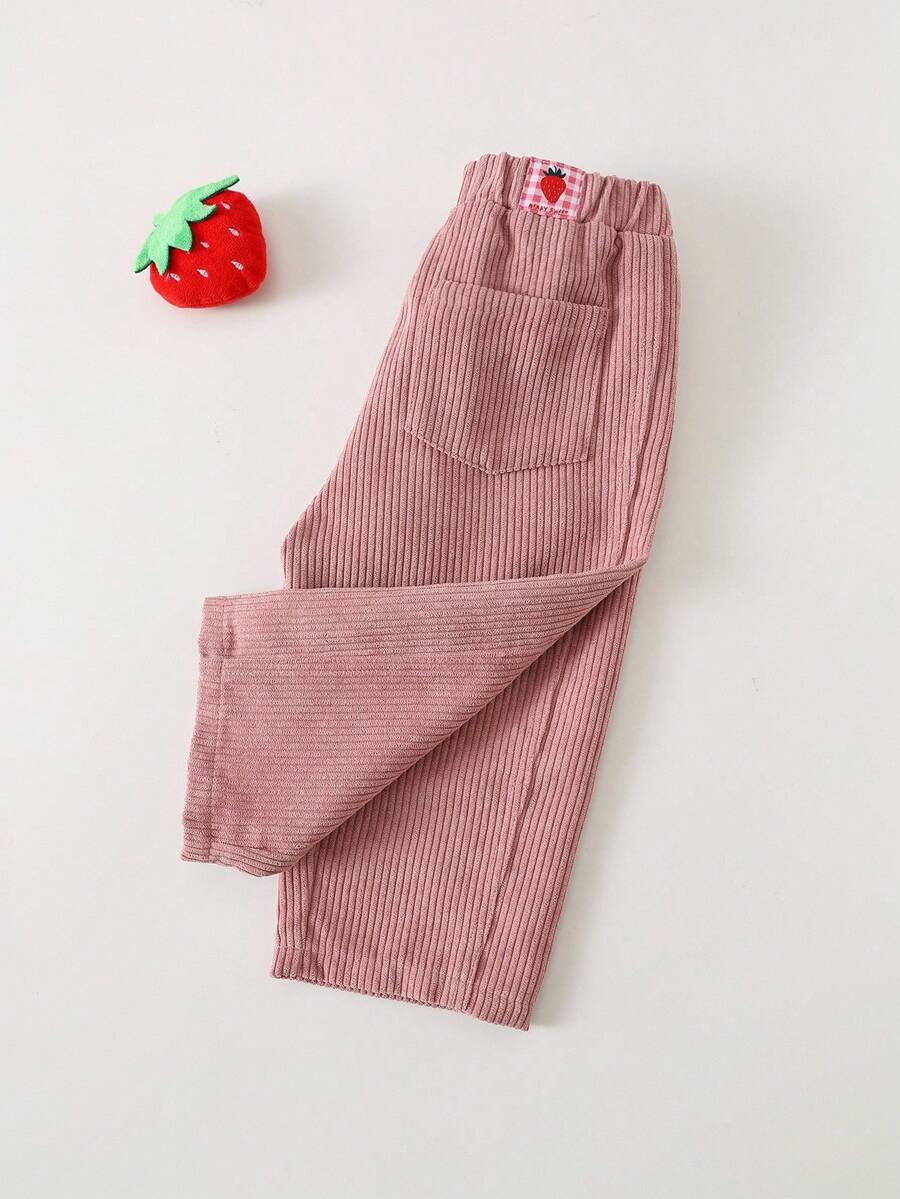 Cozy Pixies Pantaloni casual e comodi in velluto a coste rosa per bambina, con design semplice e motivo carino, adatti per uso interno, esterno, quotidiano, sport, gioco, festa, Natale, autunno/inverno