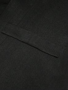 SHEIN Clasi 大码女式金属扣网眼拼接袖优雅修身衬衫，秋冬 - 黑色 - 查看 3