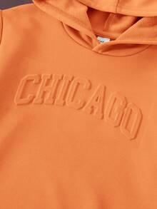 1pc Young Boys' Casual School Comfortable & Fashionable Simple Practical Soft Breathable Embossed Hoodie, Suitable For Daily Wear, School, Outdoor, Sports, Spring & Summer Orange Hoodiehoodie For Kids Boyhoodie For Kids Boys,In Fall/Winter