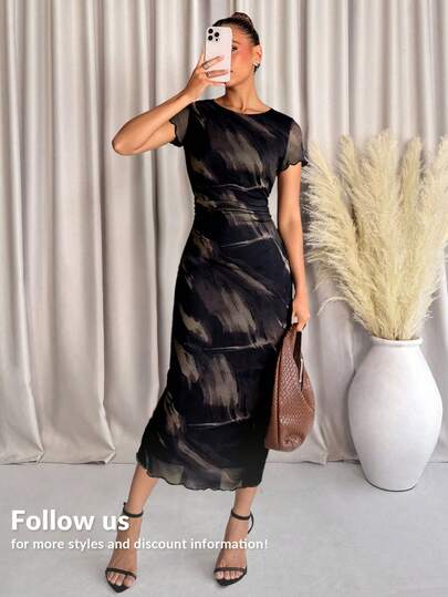 Lavishia Vestido de manga corta con estampado de moda para mujer, primavera/verano