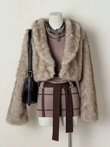 EgrlEra 秋冬女士时尚休闲短款人造皮草大衣