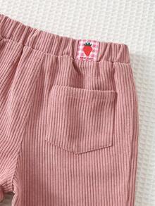 Cozy Pixies Pantaloni casual e comodi in velluto a coste rosa per bambina, con design semplice e motivo carino, adatti per uso interno, esterno, quotidiano, sport, gioco, festa, Natale, autunno/inverno