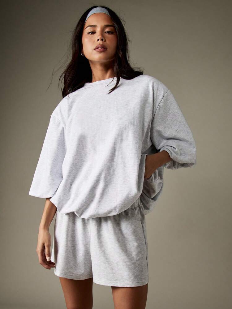 MISSGUIDED Bawełniana koszulka z bufiastymi rękawami i elastycznym dołem, luźny krój, bluza w stylu casual