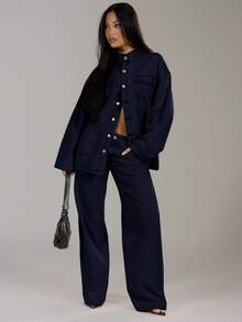 MUSERA 水洗牛仔口袋夹克，90年代春季可爱夏季休闲度假伊比沙岛音乐节演唱会西部街头风返校秋季冬季纳什维尔绿洲办公室工作时尚