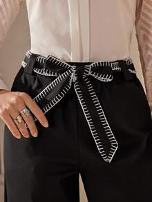 Wildy Fall Bottoms Women's Black Casual Tie-Up Pants Business Casual Woman Bow Pants Women Wide Leg Pants Black Wide Leg Pants  Fall Women Clothes Office Wear Women Business Professional Women Wide Leg Pants With Tie Belt High Waist Pants ChicAutumn - Black - View 6