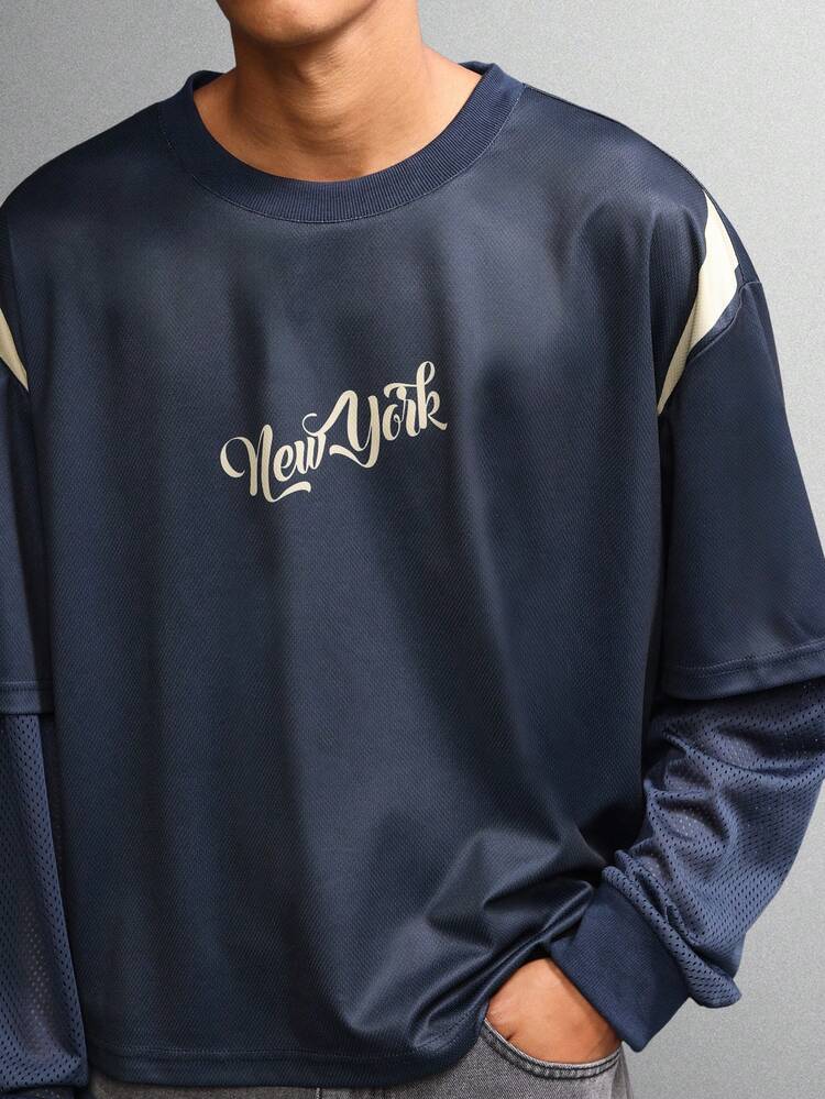 Maillot à manches longues double épaisseur avec inscription New York