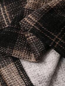 FRIFUL 女士格子阔腿撞色保暖加厚长裤，秋季适合万圣节穿着 - 棕色 - 查看 6