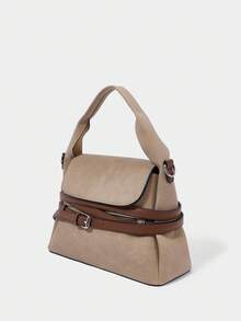 SHECARRY 休闲时尚百搭简约女士斜挎包 - 卡其色 - 查看 5