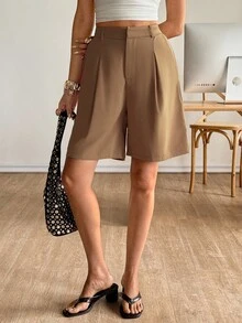 Siren Gaze Women's  Summer  Woven Casual Bermuda Shorts Chic Brown - Mocha Brown - View 5