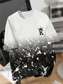 SHEIN 青少年男孩休闲简约圆领短袖T恤，适合夏季 - 彩色 - 查看 2