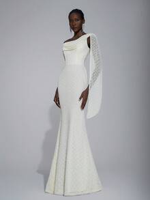 Elitara Váy maxi dài cổ khoét sâu họa tiết jacquard màu mơ thanh lịch, viền bèo nhún bất đối xứng, thích hợp mặc mùa xuân/hè, đi biển, đi làm, đi nghỉ, bãi biển, phong cách Boho, Hawaii, hẹn hò, tiệc tùng, hòa nhạc, đám cưới, tốt nghiệp, bó sát, trang phục câu lạc bộ, gợi cảm cho nữ - Màu be - Xem 6