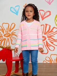 Colorful Striped Loose Casual Cardigan Sweater Fall Winter - Multicolor - View 4