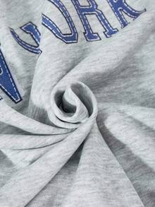 2pcs/Set Teenager Girls Sweatsuit, Sleeveless Top With Letter Graphic, Distressed Denim Pants, Suitable For School, Commute, Outing, Can Be Paired With Jacket Fall Winter