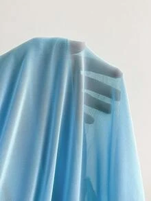 Soleia Đầm Maxi đuôi cá phối lưới đan màu xanh lãng mạn, vừa vặn, thắt nơ kim loại, trang trí khóa kim loại, thích hợp cho tiệc tùng, giáng sinh, hẹn hò, hộp đêm, phong cách Bohemian, Boho, kỳ nghỉ, mùa thu - Màu xanh lam - Xem 7