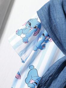 2pcs Tween Girls Casual Loose Short Sleeve Top And Pants Co-Ord Set - Blue - View 7